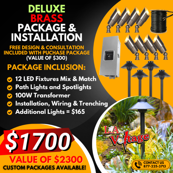 Deluxe Brass Landscape Lighting Package