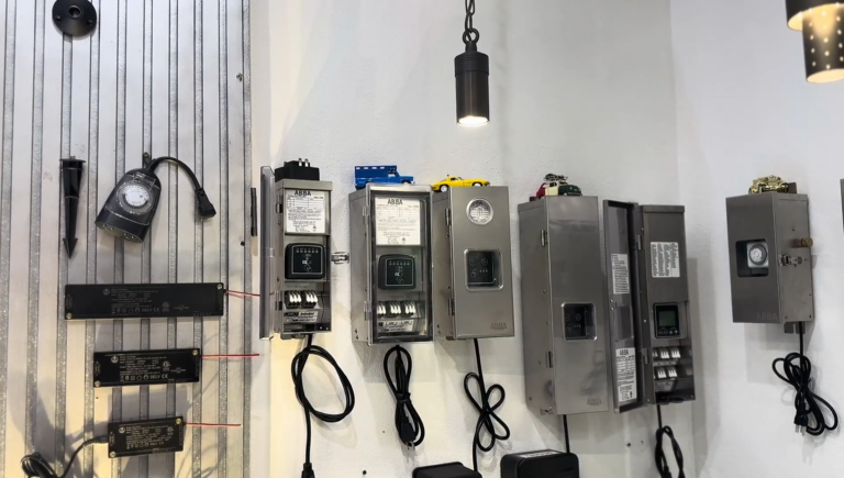 landscape lighting transformer installation with wiring