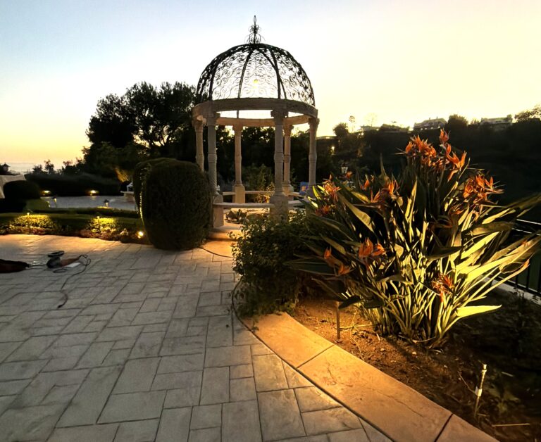 planned outdoor lighting layout with pathways and accent lights